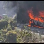हरियाणा के पर्यटकों की कार में लगी आग