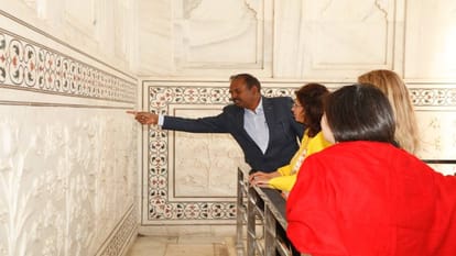 guests of G-20 countries visited Taj Mahal in agra and were amazed to know about its conservation