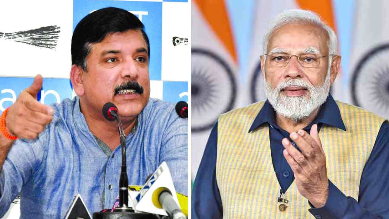 AAP leader Sanjay Singh accused PM Modi of calling ED an extortion department uring press conference