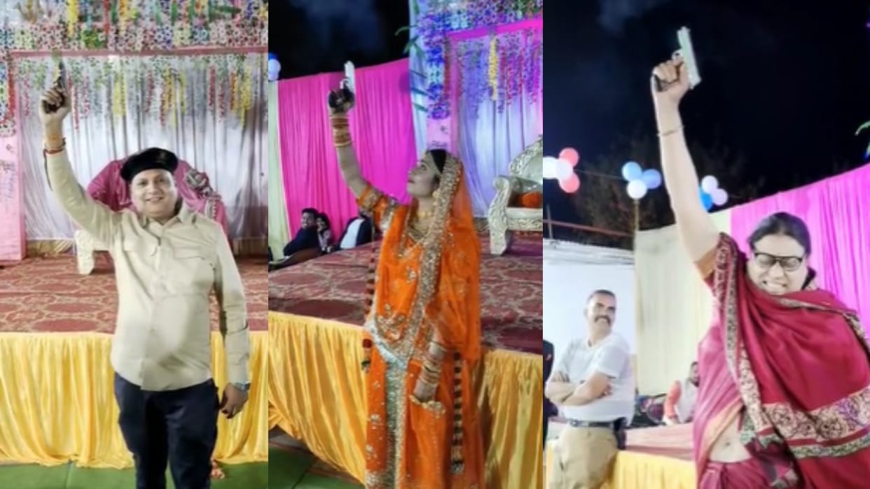 aerial firing at chhattisgarh congress leader son wedding in bilaspur
