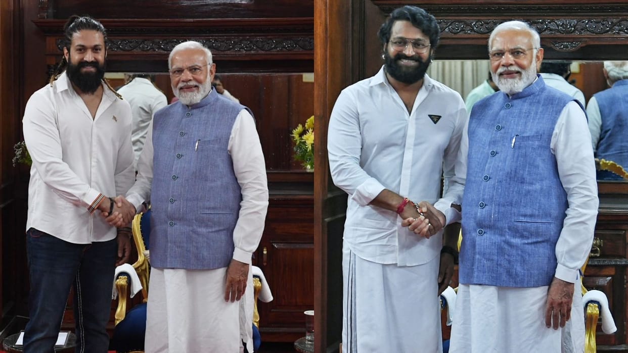 KGF 2 star Yash Kantara Rishabh Shetty meets PM Narendra Modi Remembers Late actor Puneeth Rajkumar