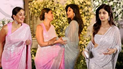 Sidharth Kiara Wedding Reception Party Shilpa Kareena Hug Each Other While Posing In Front Of Paparazzi