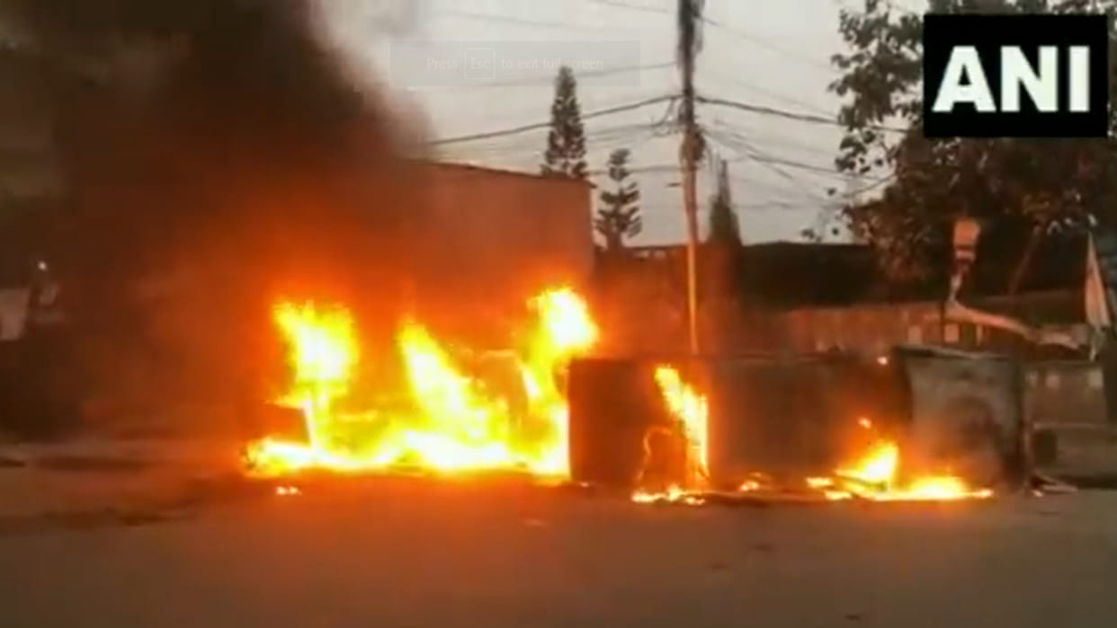 Nepal Vehicle operators clash with Police in Kathmandu Several vehicles set on fire