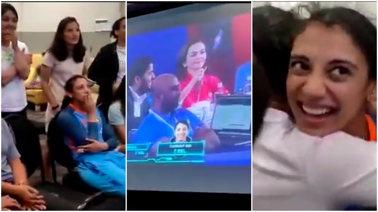 Video Watch Smriti Mandhana Celebrates With Harmanpreet kaur and Teammates After Going To RCB In WPL Auction