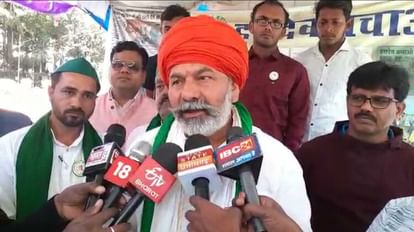 बिलासपुर पहुंचे किसान नेता राकेश टिकैत।