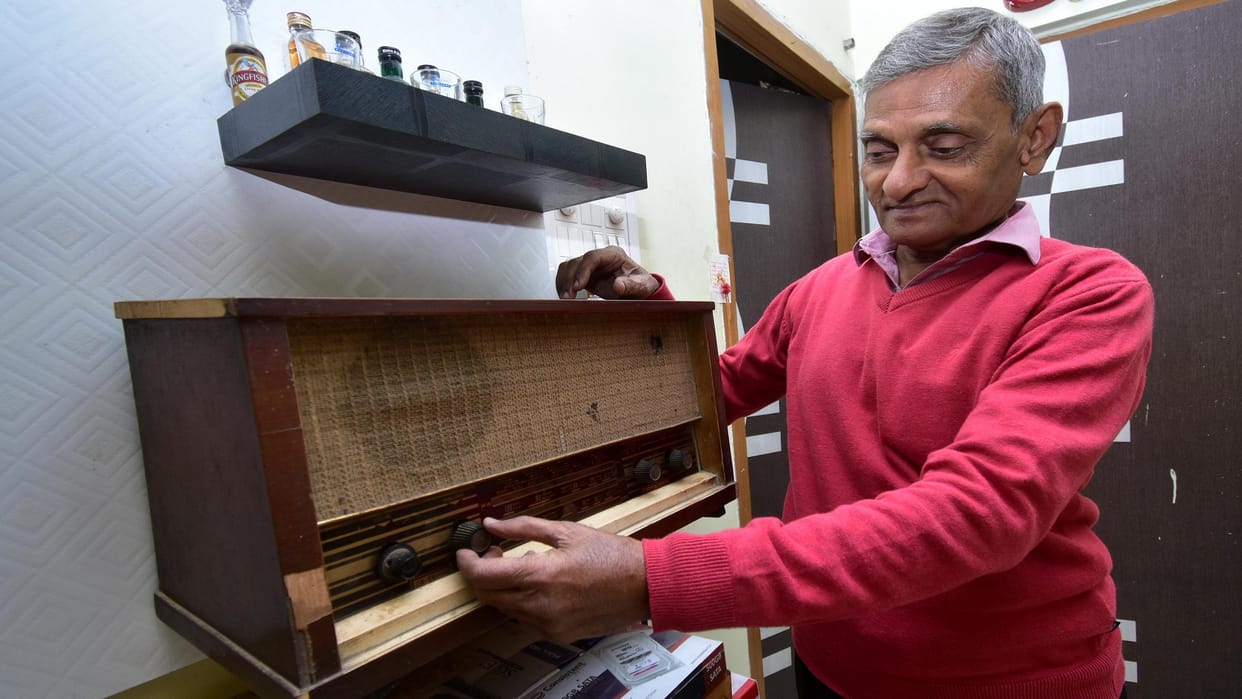 Hand-made radio to listen to cricket commentary and film songs