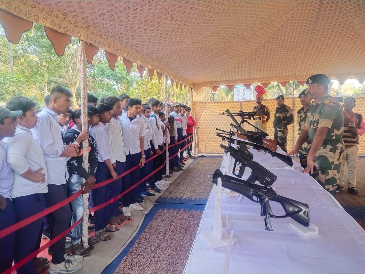 West bengal: south bengal frontier bsf organised weapons exhibition under civic exchange program