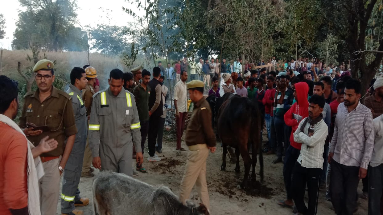 Kanpur fire tragedy, Victim family tied cattle in panchayat building, administration and police on back foot