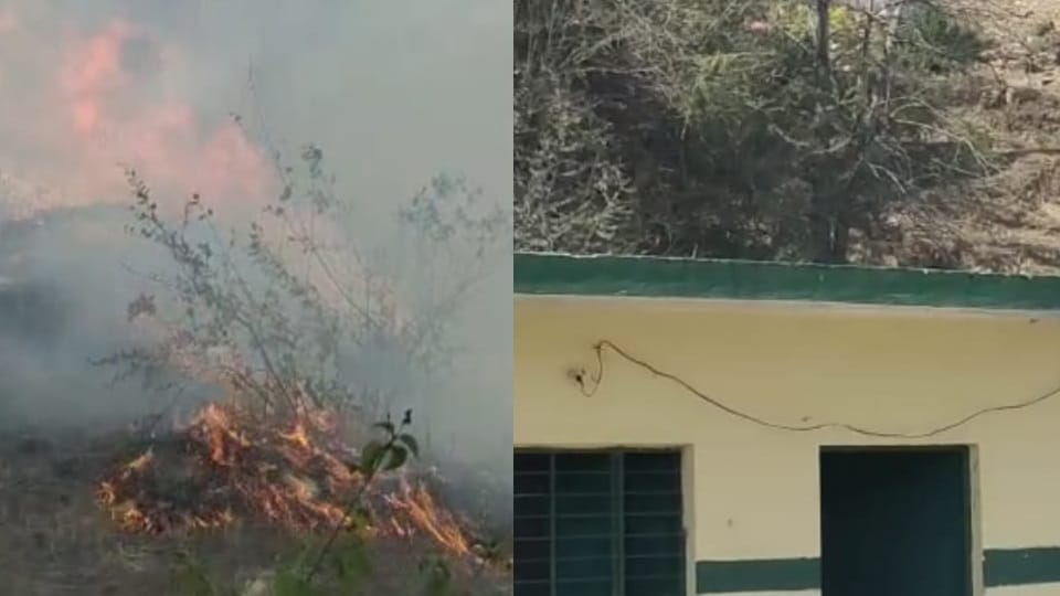 Uttarakhand Forest Fire Spread Near Premises of Almora School Students Panic