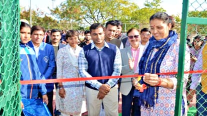 Dr. Poonia inaugurated tennis clay court at Sawaiman Singh Stadium