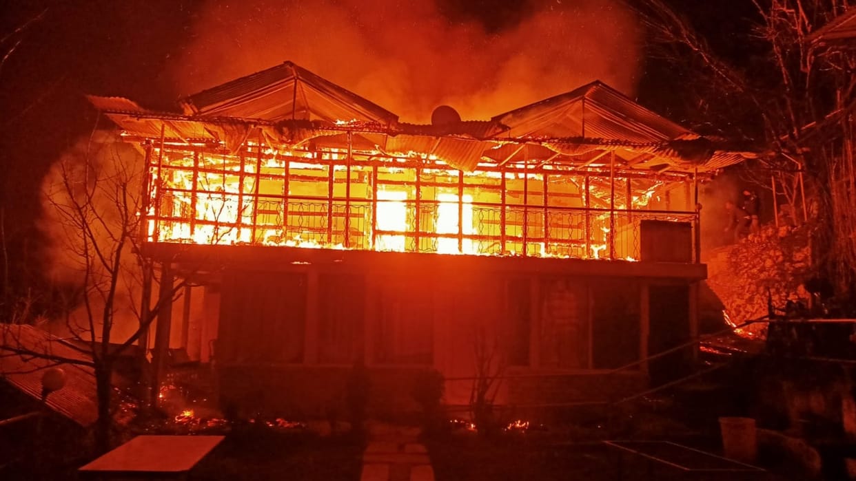 Resort gutted in fire located in Ghiyagi in Banjar Kullu Himachal Pradesh