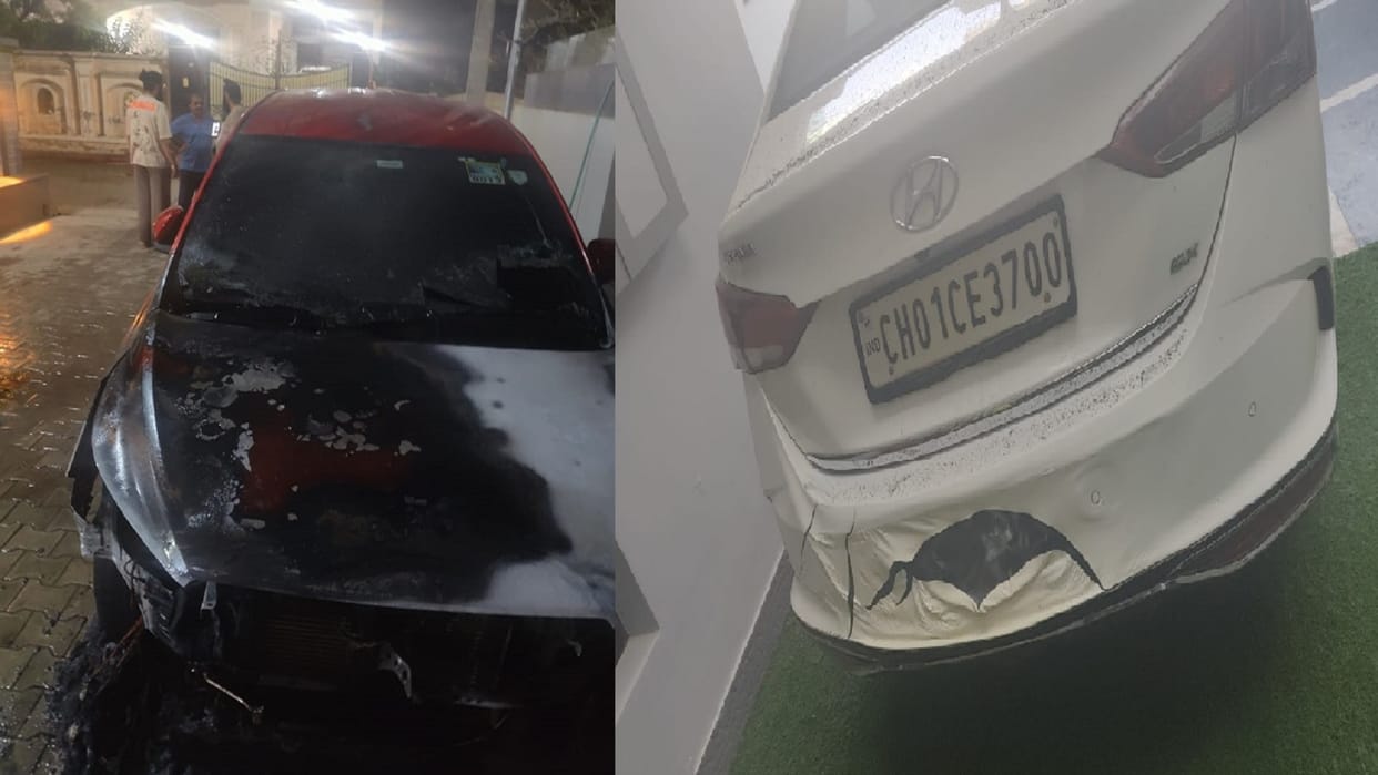 Fire broke out in Innova and Verna parked outside house in Ambala