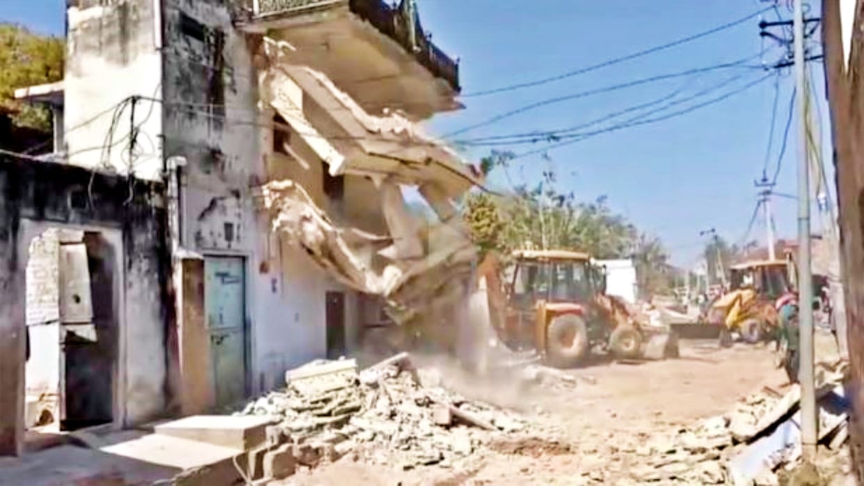 Houses demolished by bulldozers in Gowti