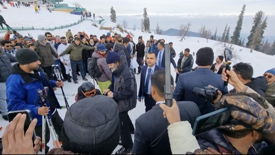 Rahul Gandhi in gulmerg enjoys skiing cable car ride during personal trip see photos
