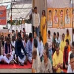 अपने नेताओं की हत्या के विरोध में प्रदर्शन करते बीजेपी के पदाधिकारी