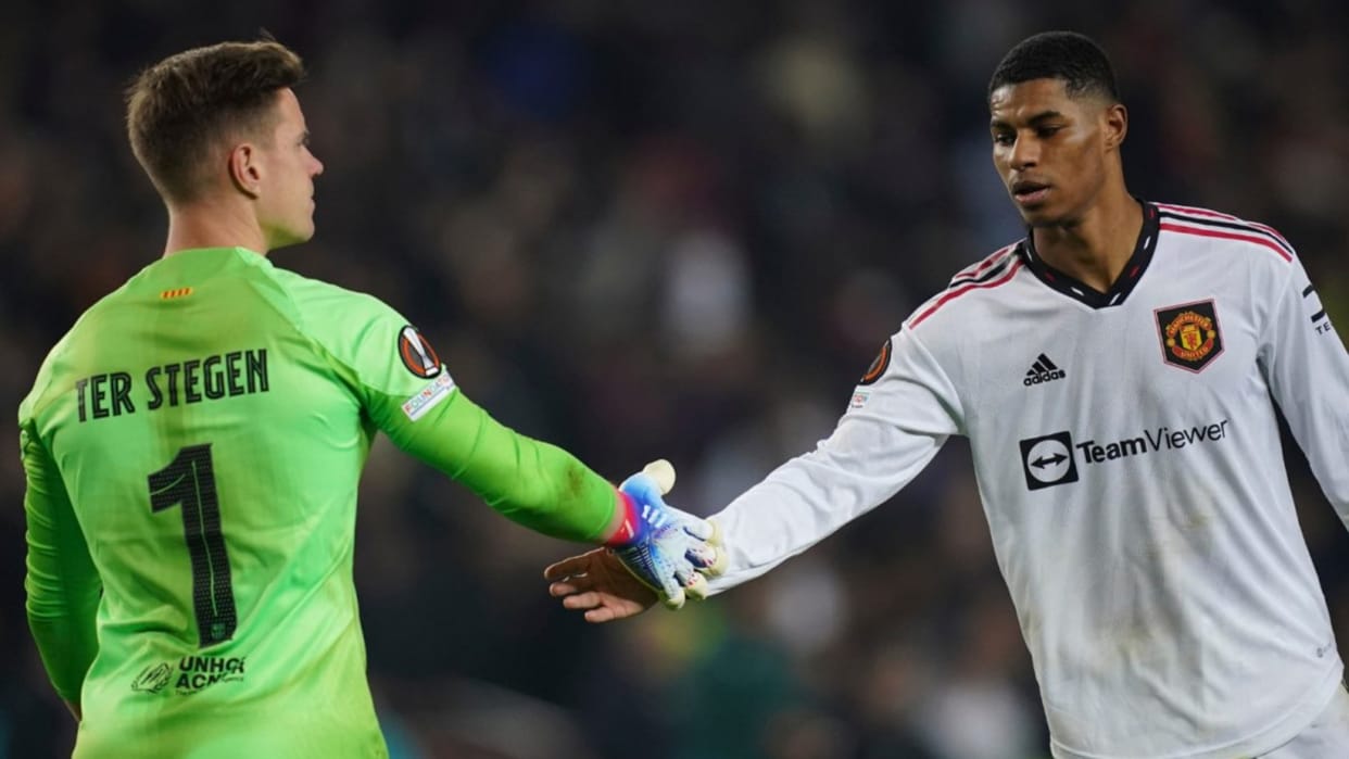 UEFA Europa League Marcus Rashford continues to excel match between manchester united and Barcelona equals 2-2