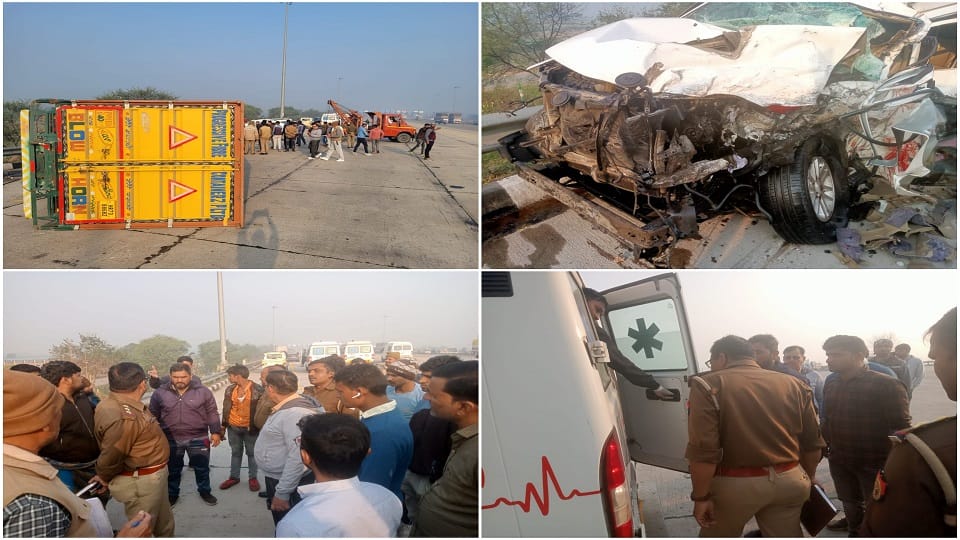 Agra lucknow expressway accident Owner of Singhal Steels and one other death