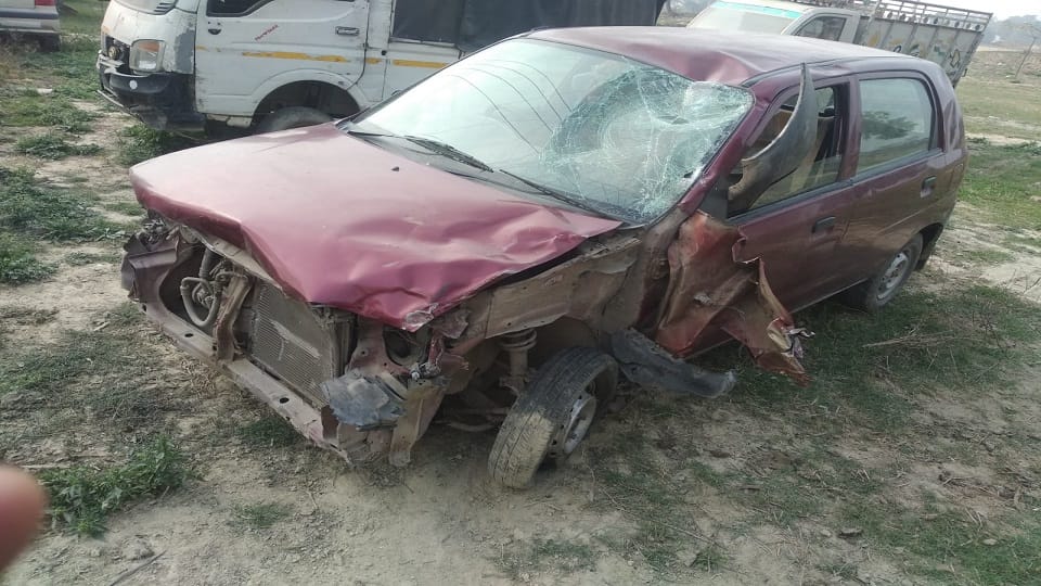 Husband wife killed in high speed alto car and bike collision on Meerut-Badaun highway
