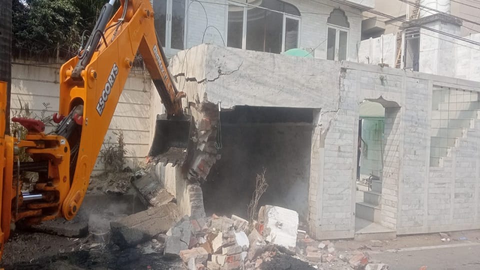 Illegally constructed religious place was demolished with bulldozer