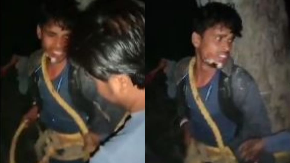 young man tied to a tree and beaten after accusing him of theft in Lakhimpur Kheri