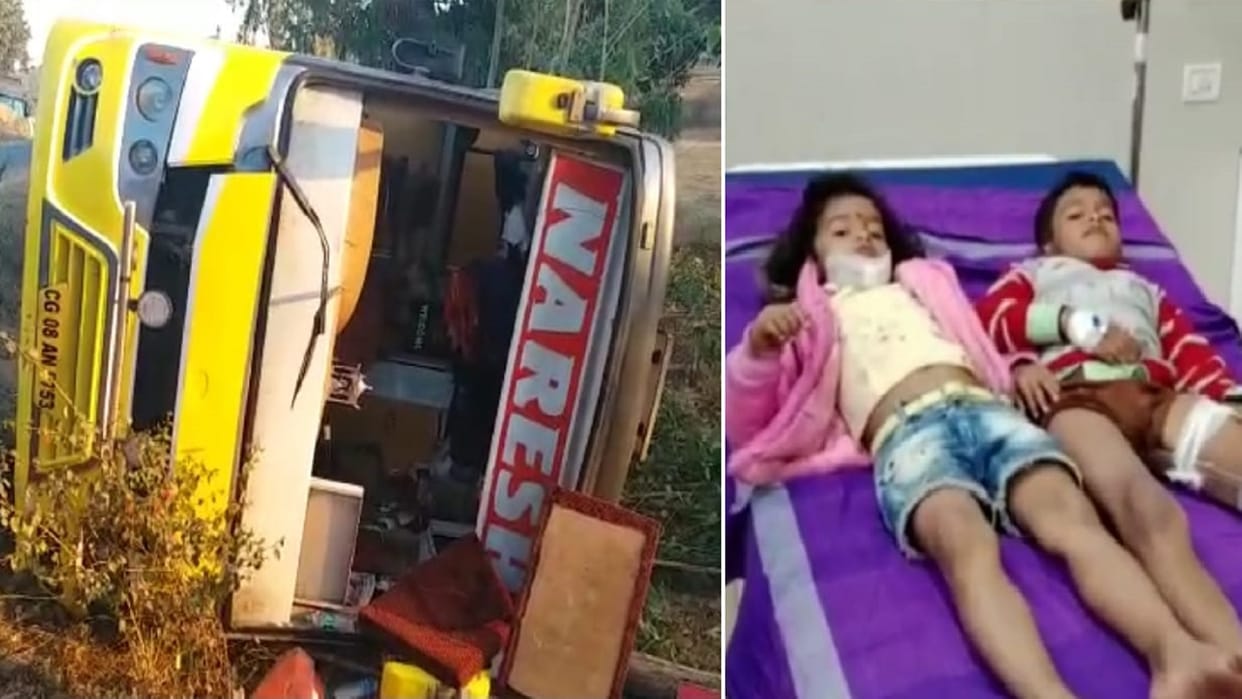 Road accident in Gorela-Pendra-Marwahi, uncontrollable bus overturned on the roadside