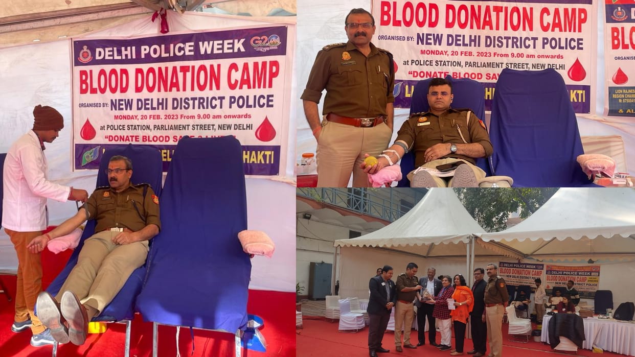 Delhi police organise blood donation camp under supervision of acp ajay kumar 106 units collected