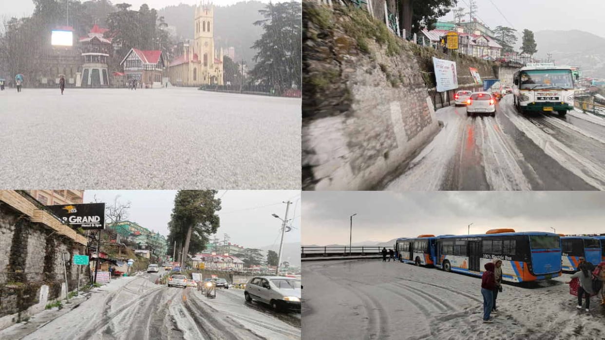 Hailstorm shimla: White sheet spread all over city in half an hour, vehicles skidded due to slippery roads