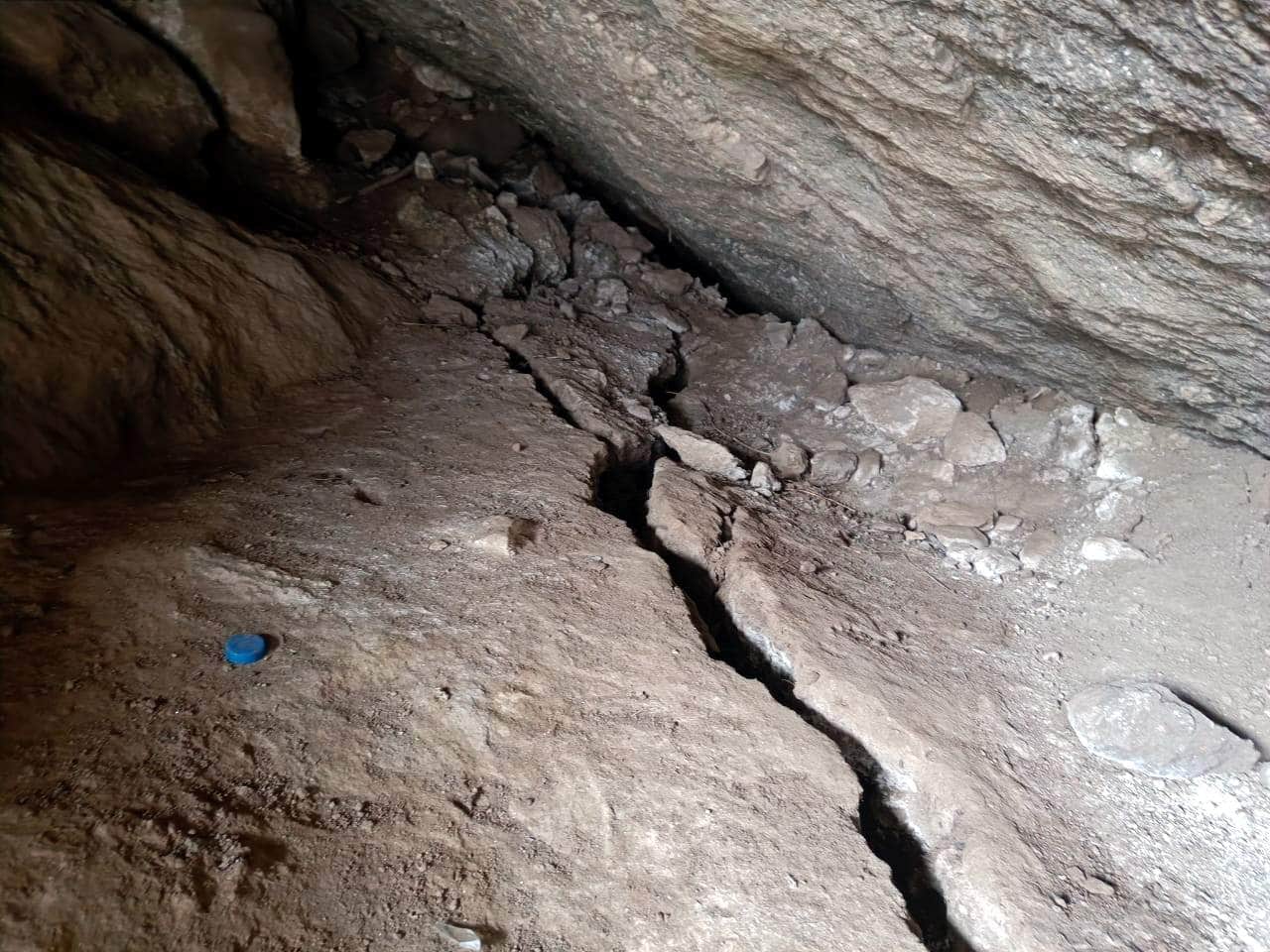 Joshimath Landslide Cracks in ground under heavy boulder in upper area of Narasimha temple