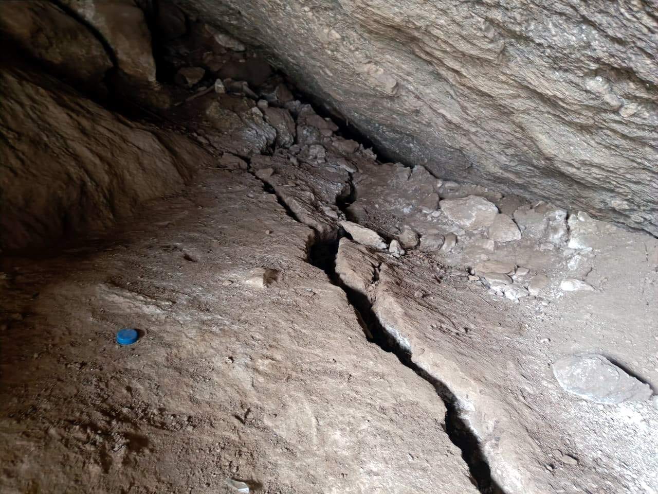 Joshimath Landslide Cracks in ground under heavy boulder in upper area of Narasimha temple