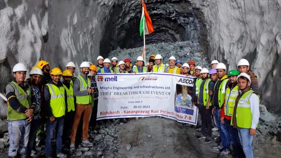 Rishikesh-Karnprayag Rail Line: 3.2 km long main tunnel Break throw on Narkota Jawadi bypass