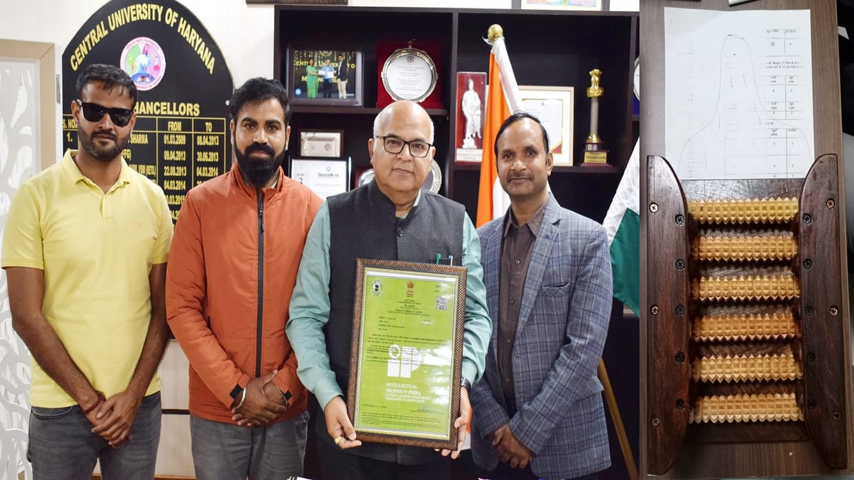 Researcher of Haryana Central University gets patent from the government for the design of foot massager