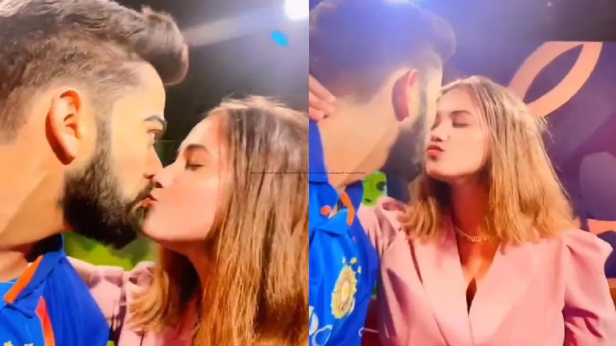 Virat Kohli Video fan publicly KISS Virat Kohli statu statue-video-goes-viral-on-social-media-ind-vs-aus-test