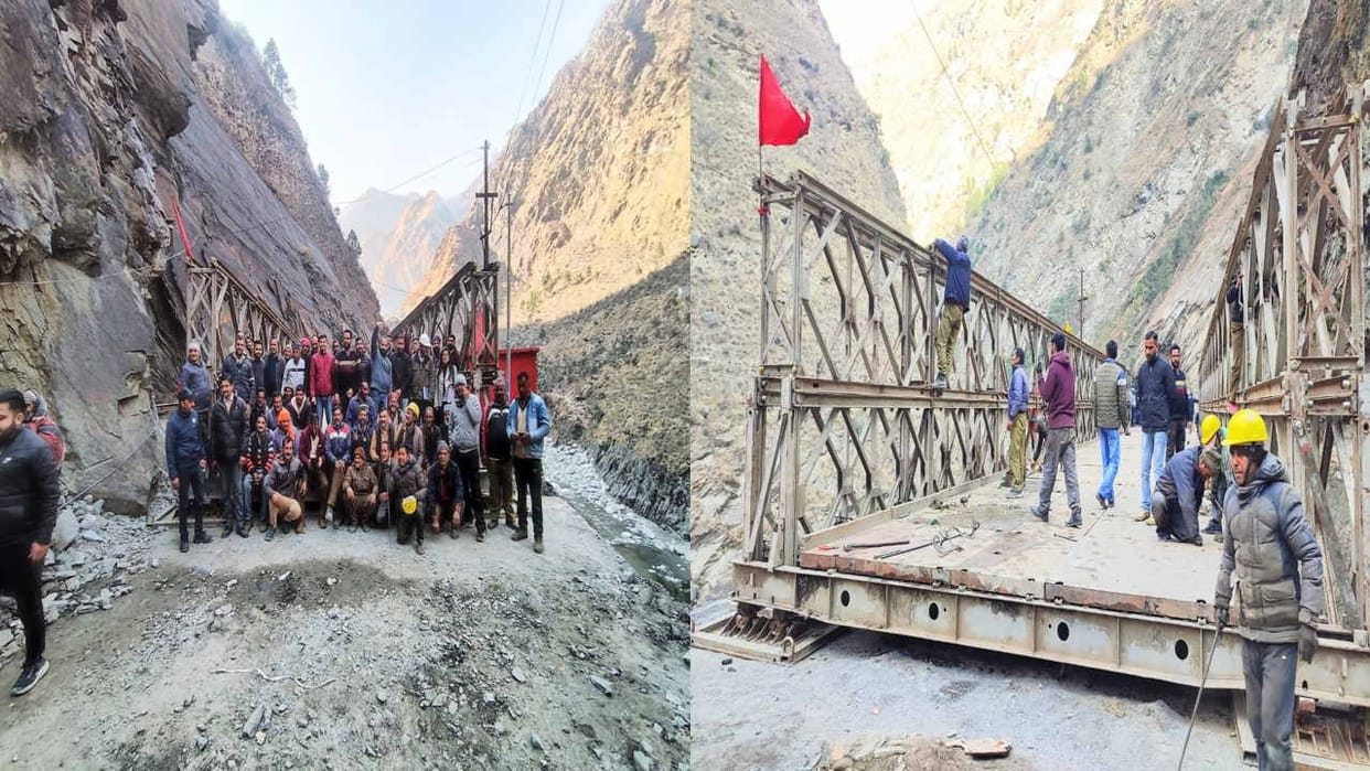 Bailey bridge installed in Luna, vehicles will run on Chamba-Bharmour highway after 20 days from Thursday