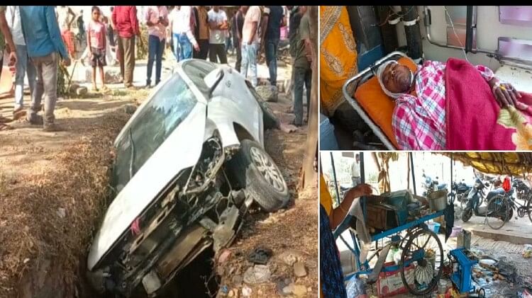 Sakti Car Accident:बस कंडक्टर को टक्कर मारते हुए नाली में घुसी कार, चाय शॉप-डिवाइडर में भी टकराई, चालक फरार – Sakti Car Accident Uncontrolled Car Rammed Into The Drain Hitting The Bus Conductor