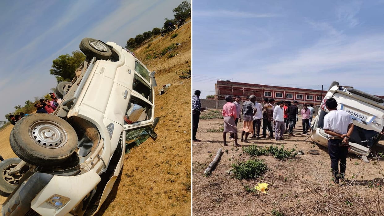 uncontrolled scorpio car overturned Two wedding guests killed and six injured
