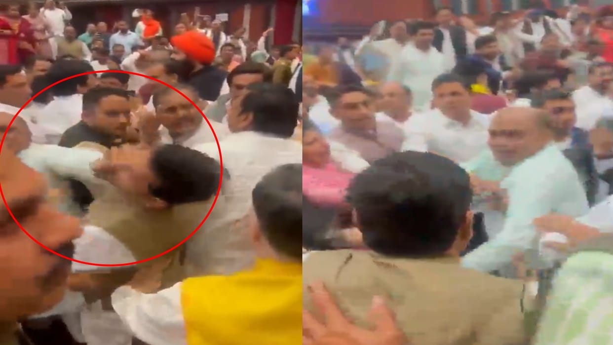 MCD clash BJP claims aap councillor devendra slap bjp councillor also share video