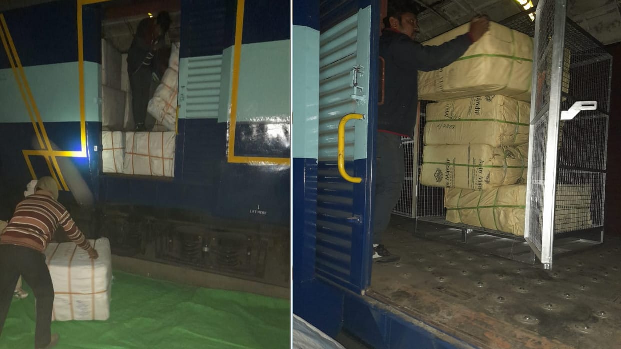 NER first parcel train arrived from Surat carrying traders goods