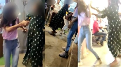 जीडीए टॉवर में लड़कियों की लड़ाई।