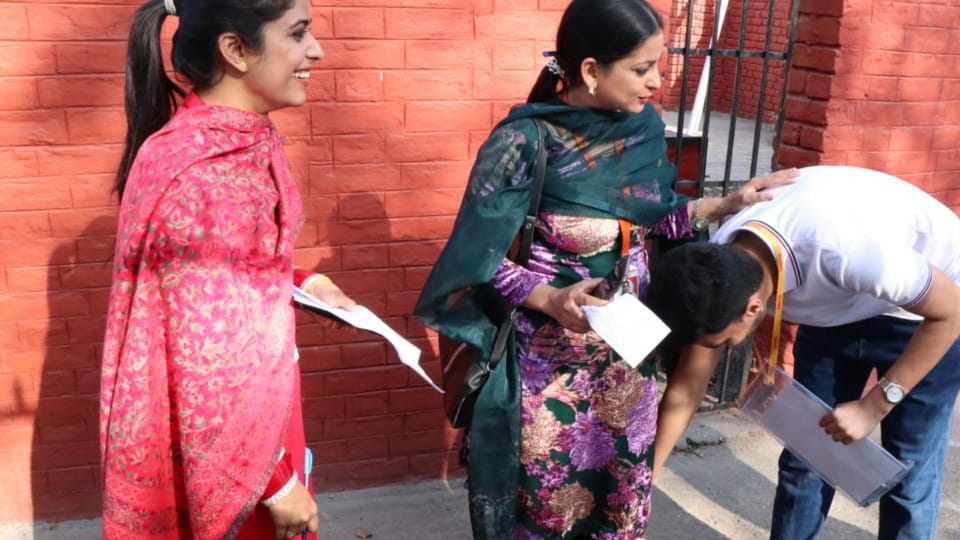 CBSE class 12 students arrived to give English paper on Friday morning in chandigarh