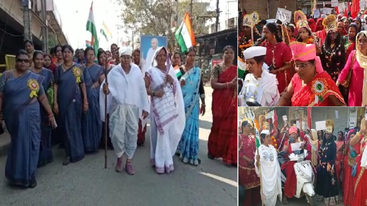 Anganwadi workers and assistants protest in Rajnandgaon and Gorela Pendra Marwahi