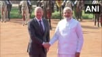 राष्ट्रपति भवन में पीएम मोदी ने जर्मन चांसलर का स्वागत किया।