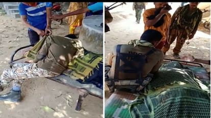 जवानों के शव से रोते-बिलखते रहे साथी।