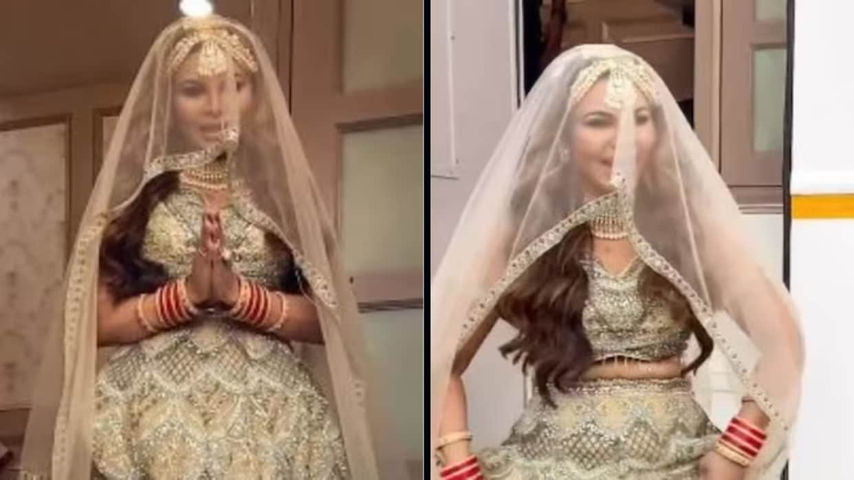 Rakhi sawant Adil Khan Durrani drama queen bridal outfit video viral talks about husband in front of camera