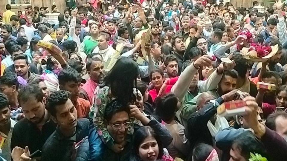 Devotees thronged Banke Bihari temple in Mathura to have darshan of deity