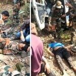सुरक्षाकर्मियों को ले जा रही बस पहाड़ी से जंगल में गिरी