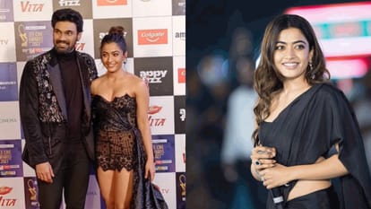 Rashmika Mandanna Looking Beautiful In award Function in black Short Dress User Compare Her With Urfi Javed