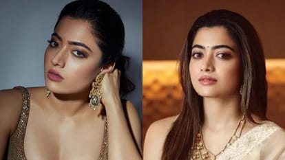 Rashmika Mandanna Looking Beautiful In award Function in black Short Dress User Compare Her With Urfi Javed