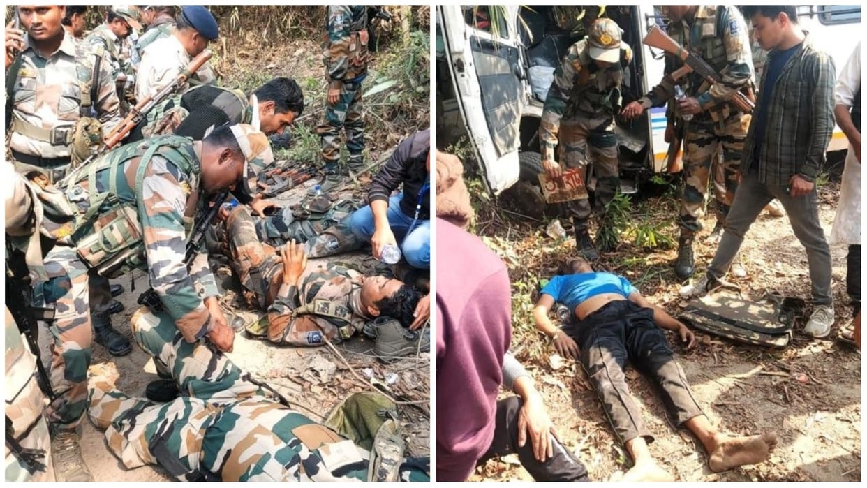 Driver killed and 13 injured after a bus carrying polling security personnel fell from the hill in Nagaland