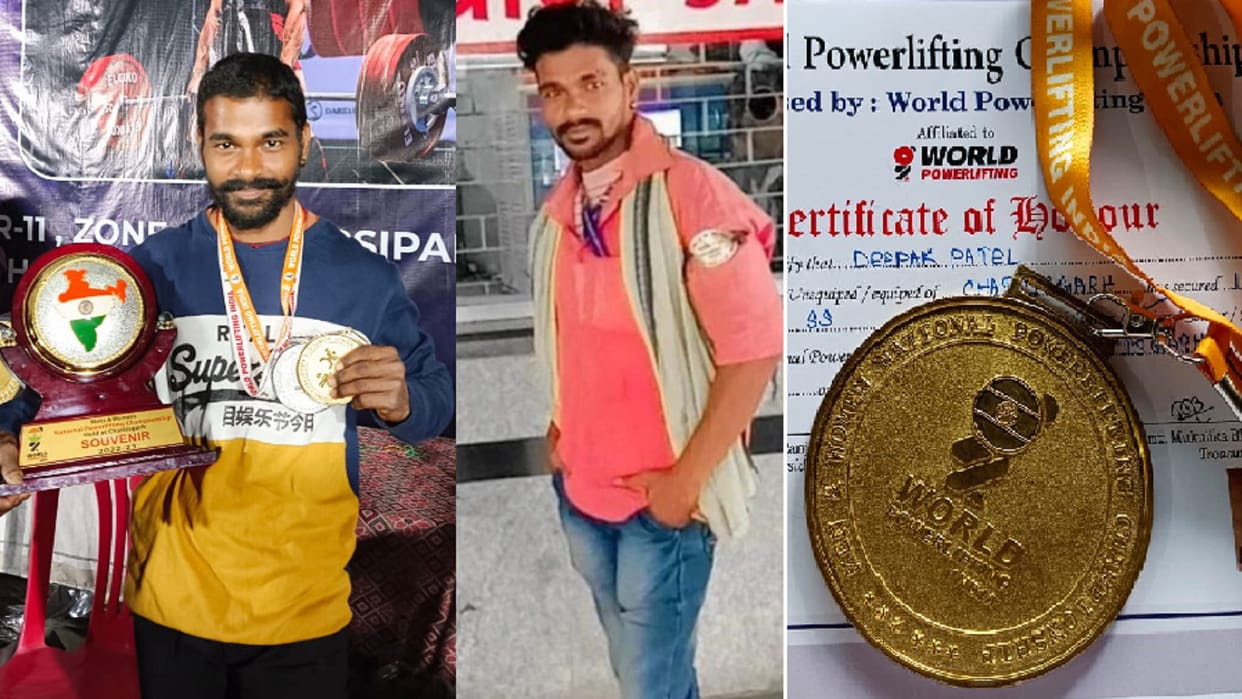 Coolie Deepak Patel of Korba station won gold in power lifting and bench press championship