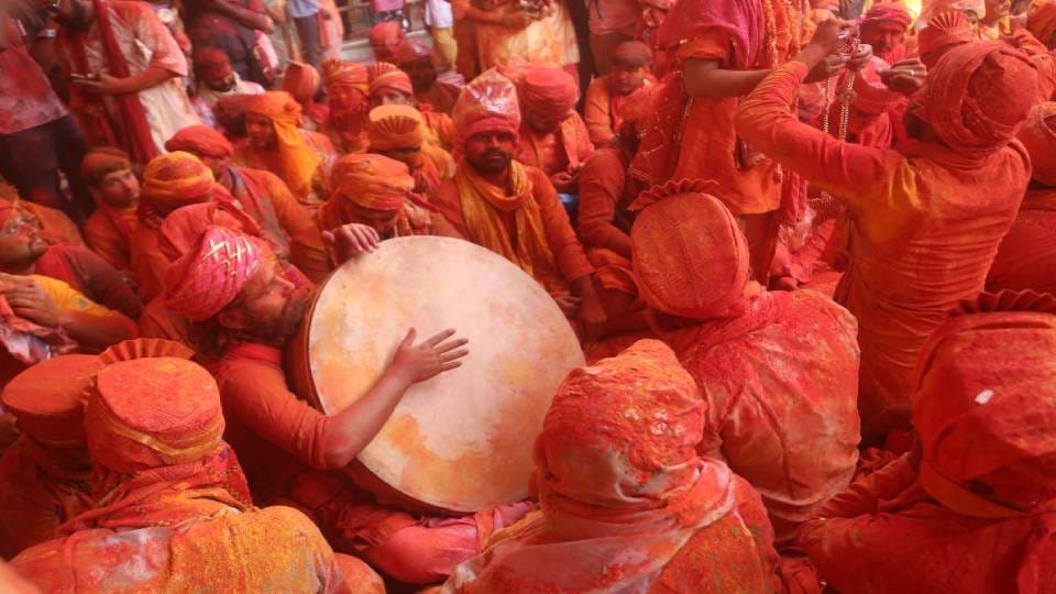 Devotees from all over country celebrated Lathmar Holi in Barsana at Mathura